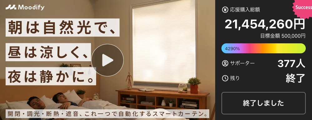 Moodify ハニカムシェード クラウドファンディングプロジェクト